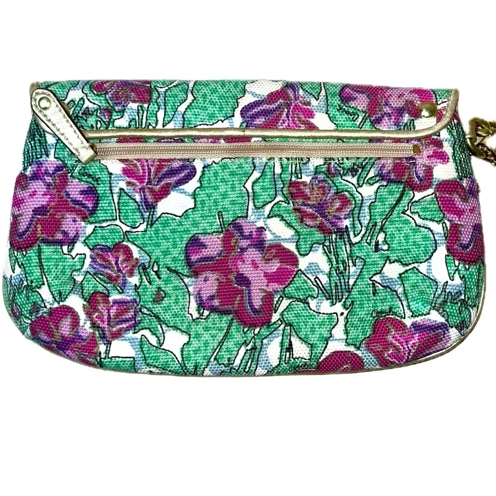 COACH Ashley Multicolor Floral Canvas Gold Leather Lg.Wristlet Wallet Clutch